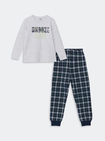 Boys' T-Shirt with Atatürk Print and Crew Neck