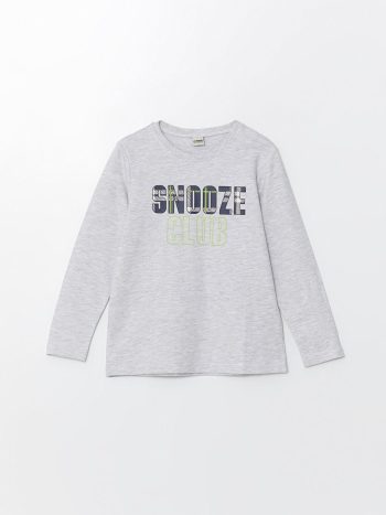 Boys' T-Shirt with Atatürk Print and Crew Neck