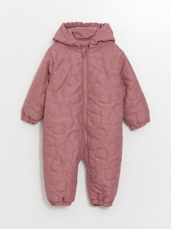 LCW Baby Pink Hooded Patterned Astronaut Jacket