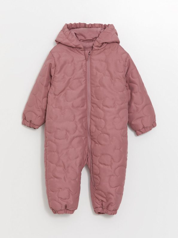 LCW Baby Pink Hooded Patterned Astronaut Jacket
