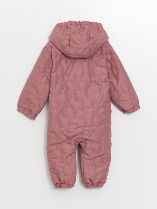 LCW Baby Pink Hooded Patterned Astronaut Jacket