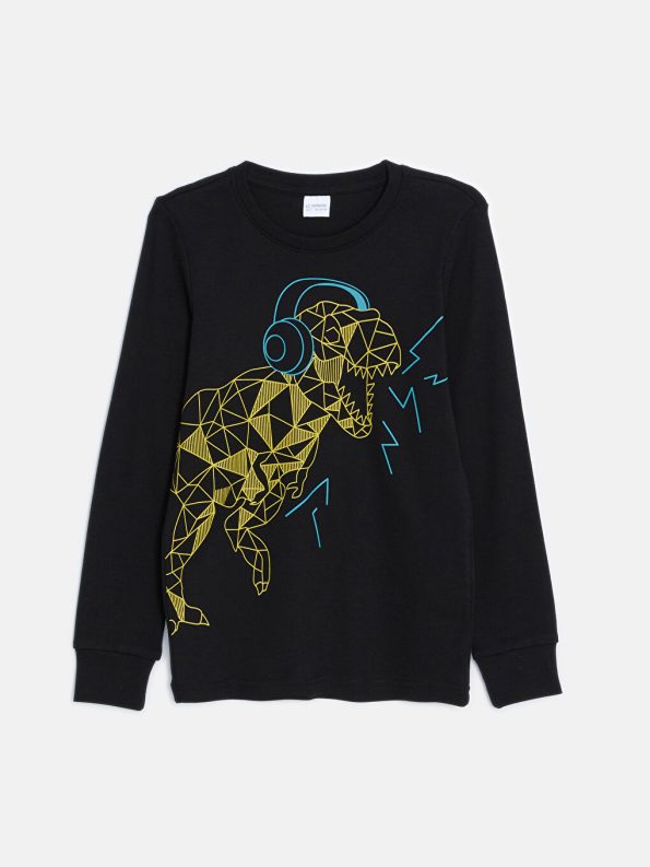 Boys' Thick Sweatshirt Set with Crew Neck