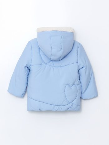 LCW Kids Blue Hooded Fur-Lined Puffer Jacket for Girls