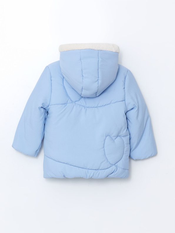 LCW Kids Blue Hooded Fur-Lined Puffer Jacket for Girls