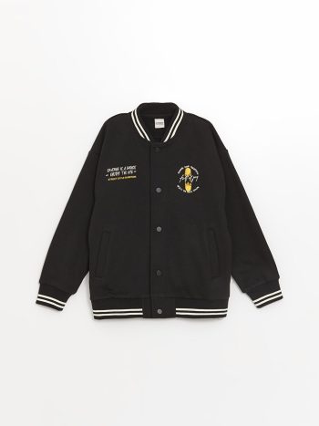 Hooded Printed Long Sleeve Boys Zip-Up Sweatshirt