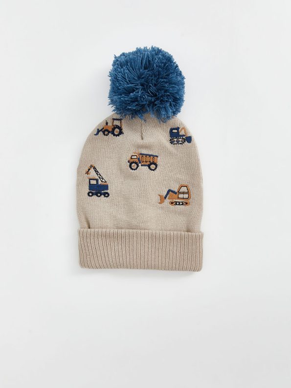 Pom Pom Detail Boys Baby Beanie