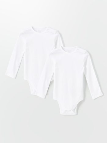 LCW Baby Ecru Long Sleeve Bodysuit Set for Girls