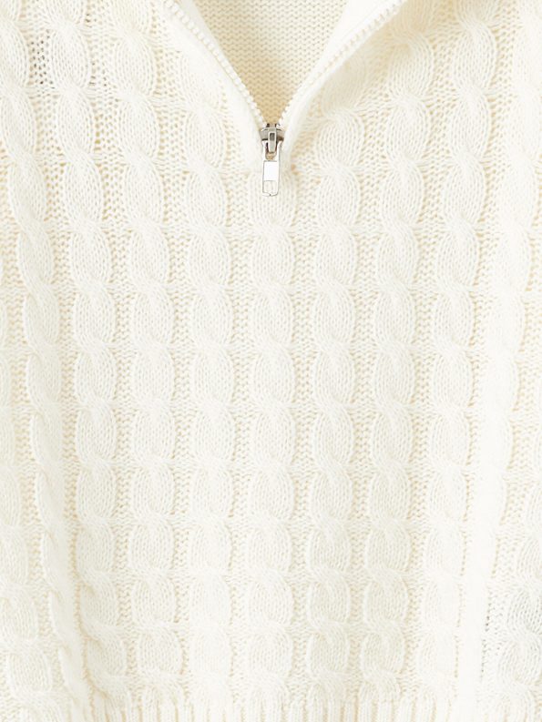 LCW Kids Cream Polo Neck Knit Sweater for Girls