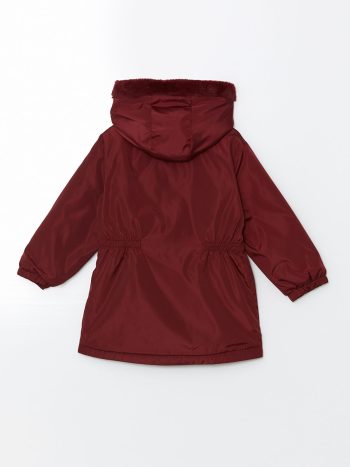 LCW Kids Burgundy Hooded Puffer Jacket for Girls