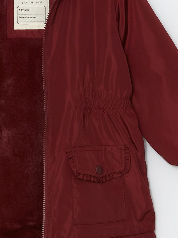 LCW Kids Burgundy Hooded Puffer Jacket for Girls