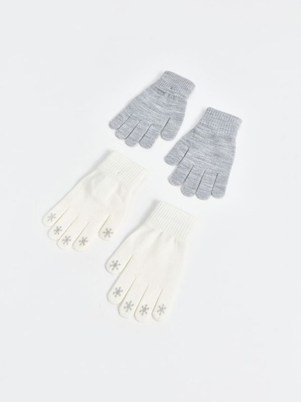LCW Accessories Cream Embroidered Girls' Gloves Set