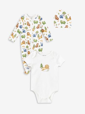 LCW Baby Beige Printed Boys' Hospital Exit Set