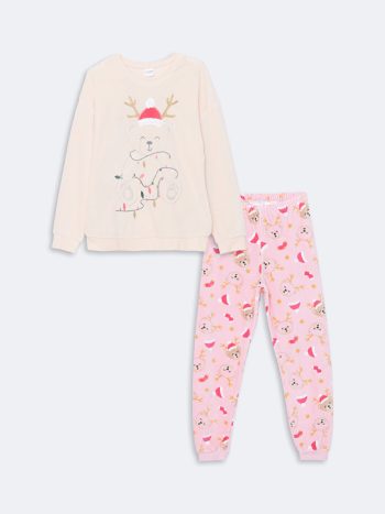 Self-Patterned Girls' Tights - Set of 2