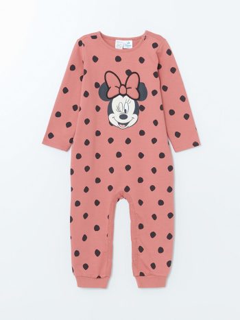 LCW Baby Pink Long Sleeve Minnie Mouse Printed Romper