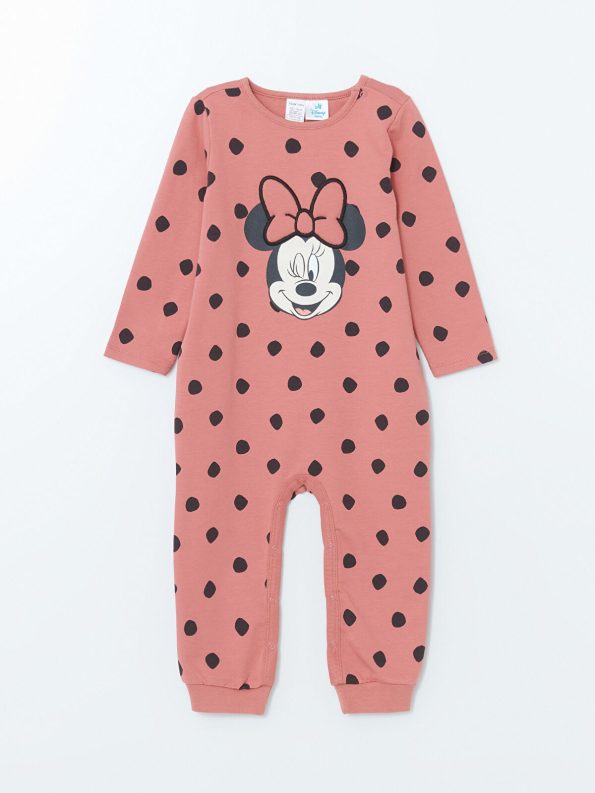 LCW Baby Pink Long Sleeve Minnie Mouse Printed Romper