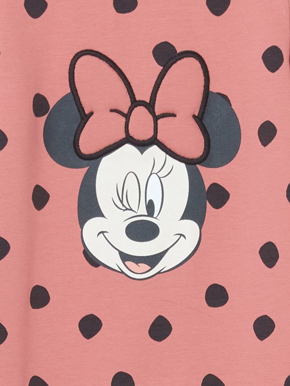 LCW Baby Pink Long Sleeve Minnie Mouse Printed Romper
