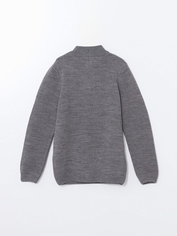 LCW Vision Gray Mock Neck Basic Long Sleeve Sweater for Boys