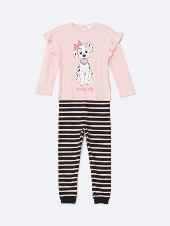 LCW Baby Pink Dalmatian Print Girl's Pajama Set