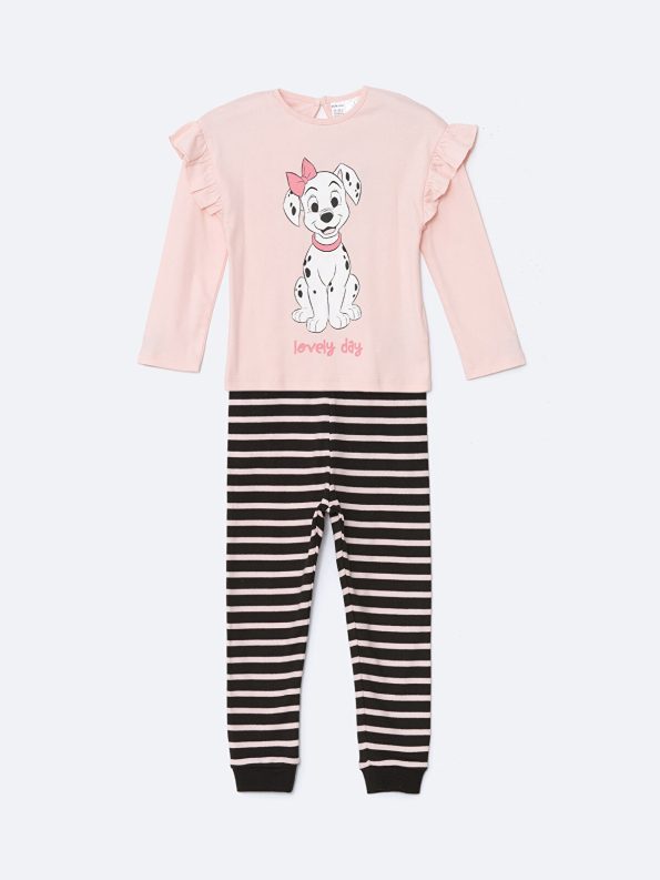 LCW Baby Pink Dalmatian Print Girl's Pajama Set