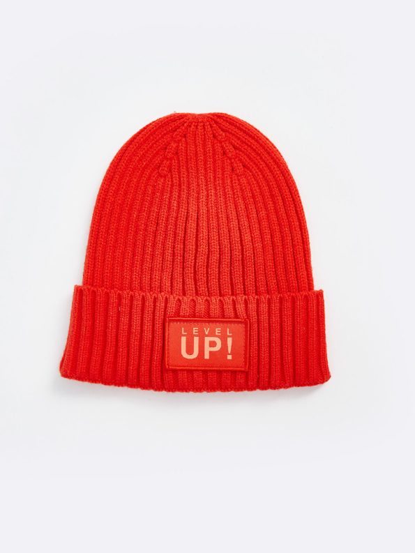 Orange Printed Boys' Beanie