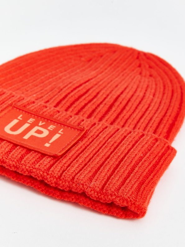Orange Printed Boys' Beanie