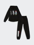 Mickey Mouse Printed Girls' Sweatshirt and Jogger Pants Set
