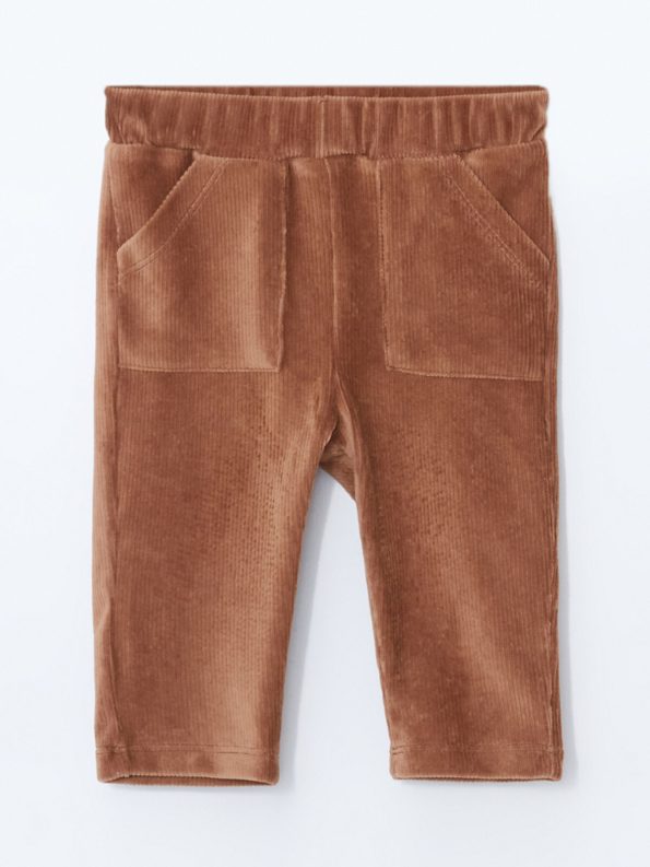 LCW Baby Brown Elastic Waist Velvet Baby Boy Pants