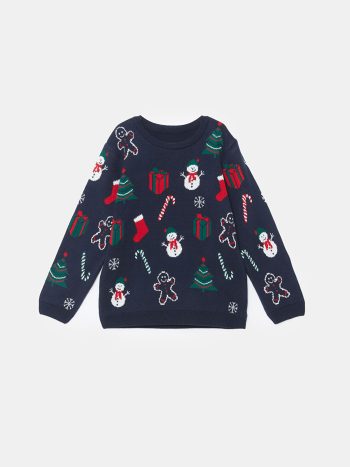 LCW Kids Navy Christmas Themed Boys Sweater