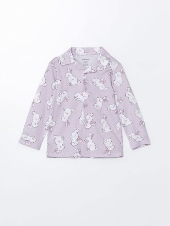 LCW Baby Lilac Shirt Collar Girl Baby Pajama Set