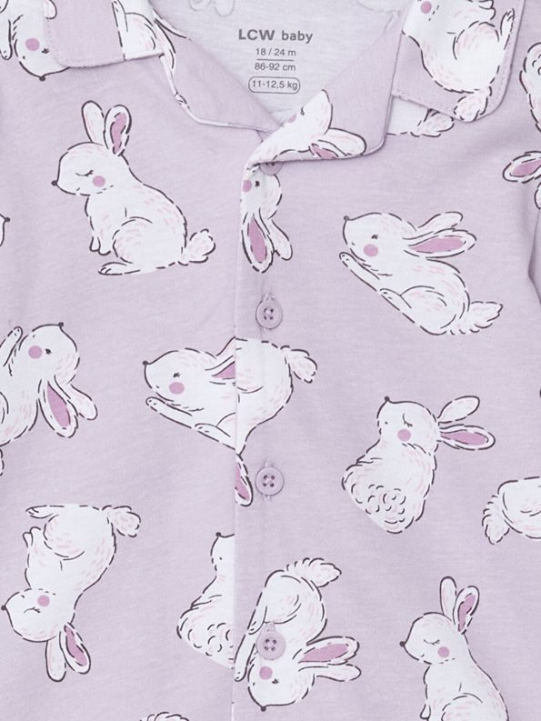 LCW Baby Lilac Shirt Collar Girl Baby Pajama Set