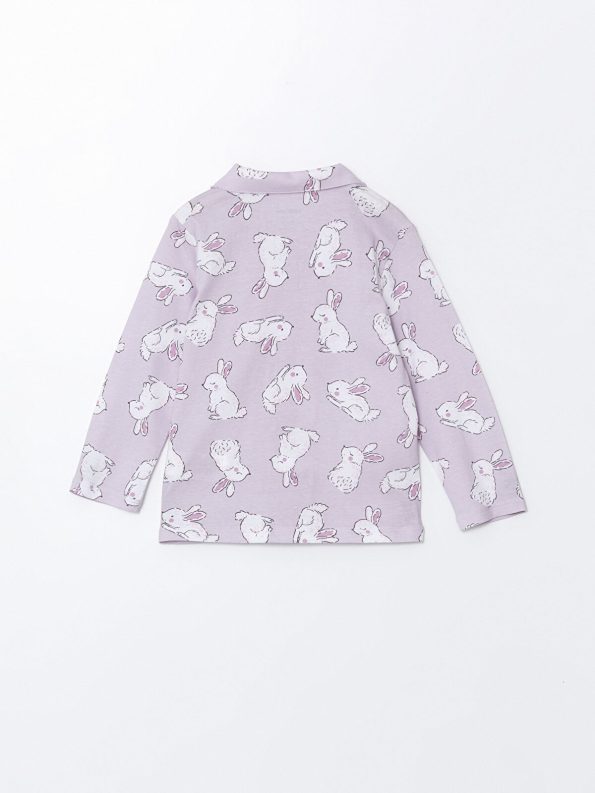 LCW Baby Lilac Shirt Collar Girl Baby Pajama Set