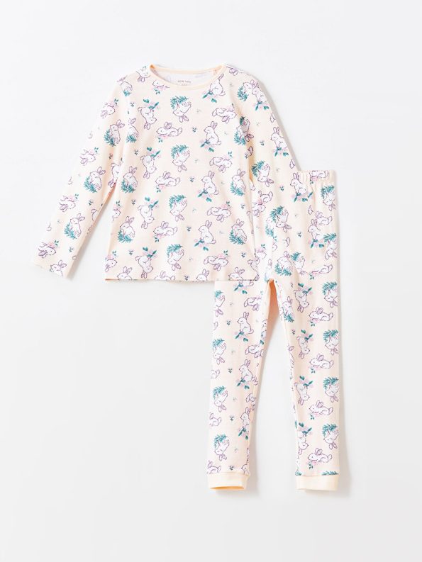 Floral Print Crew Neck Sweatshirt and Pants Set for Baby Girls