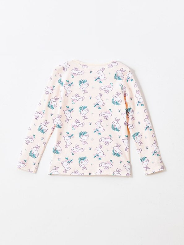 Floral Print Crew Neck Sweatshirt and Pants Set for Baby Girls