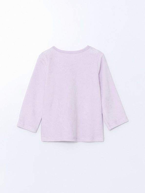 LCW Kids Pink Velour Bunny Print Pajama Set