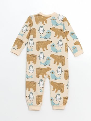 LCW Baby Blue Printed Long Sleeve Romper for Boys