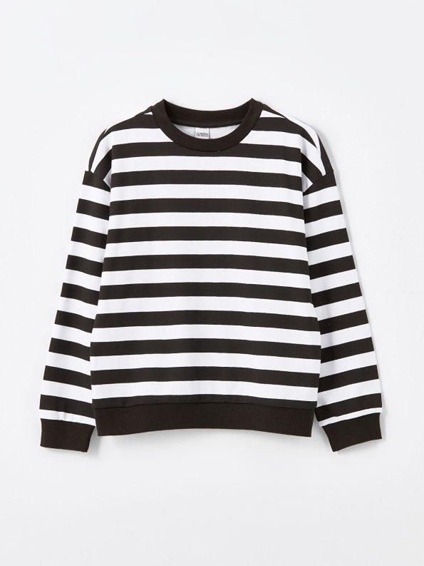 LCW Kids Black Crew Neck Long Sleeve Girls Sweatshirt Set