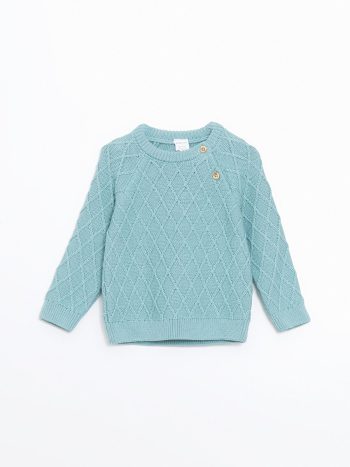 LCW Baby Green Crew Neck Knit Sweater and Pants Set