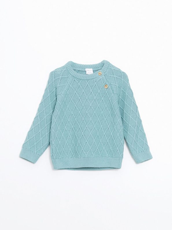 LCW Baby Green Crew Neck Knit Sweater and Pants Set