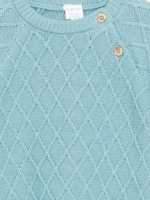 LCW Baby Green Crew Neck Knit Sweater and Pants Set