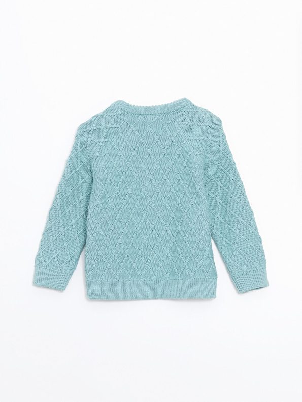 LCW Baby Green Crew Neck Knit Sweater and Pants Set
