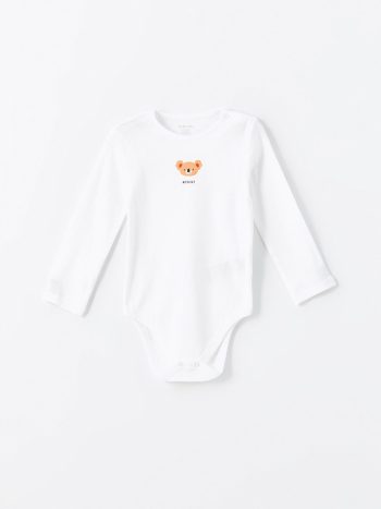 LCW Baby Cream Bicycle Neck Unisex Snap Bodysuit Set of 7