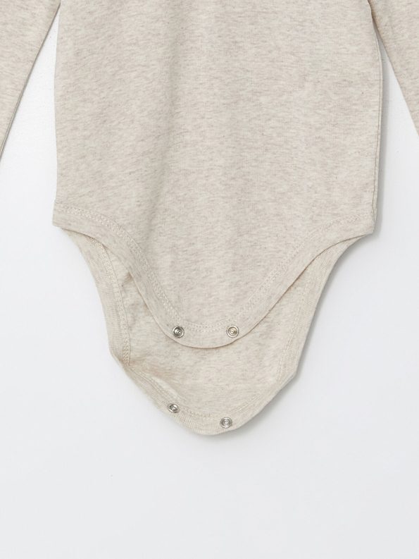 LCW Baby Cream Long Sleeve Basic Boys' Bodysuit