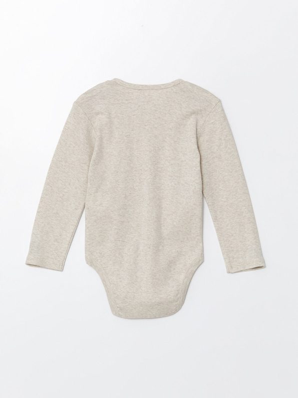 LCW Baby Cream Long Sleeve Basic Boys' Bodysuit