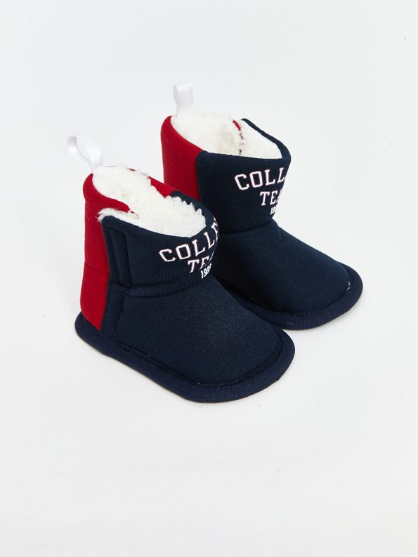 LCW STEPS Navy Embroidered Plush Baby Boy Pre-Walking Home Boots