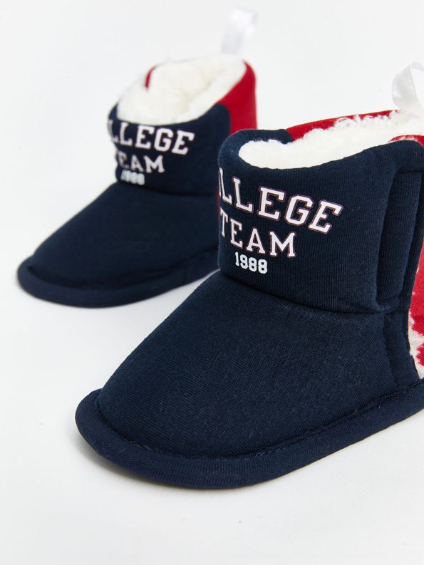 LCW STEPS Navy Embroidered Plush Baby Boy Pre-Walking Home Boots