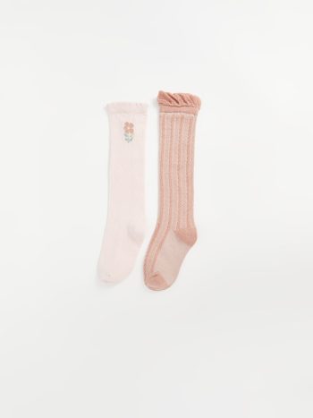 LCW Baby Pink Patterned Knee-High Socks Set for Girls
