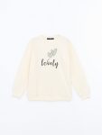 LCW Kids Cream Crew Neck Girls Sweatshirt