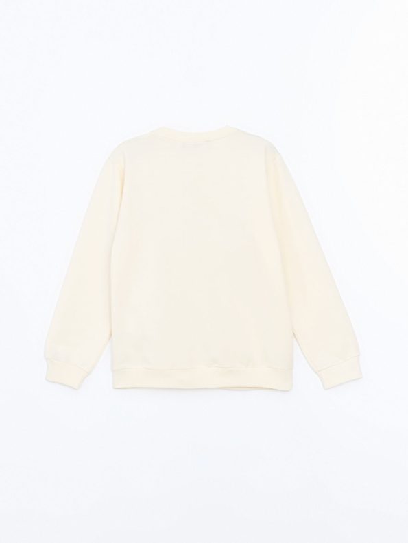 LCW Kids Cream Crew Neck Girls Sweatshirt