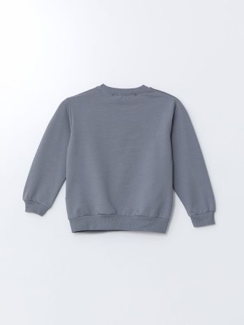 LCW Kids Anthracite Print Crew Neck Sweatshirt for Baby Boys