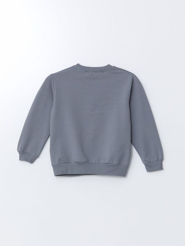 LCW Kids Anthracite Print Crew Neck Sweatshirt for Baby Boys